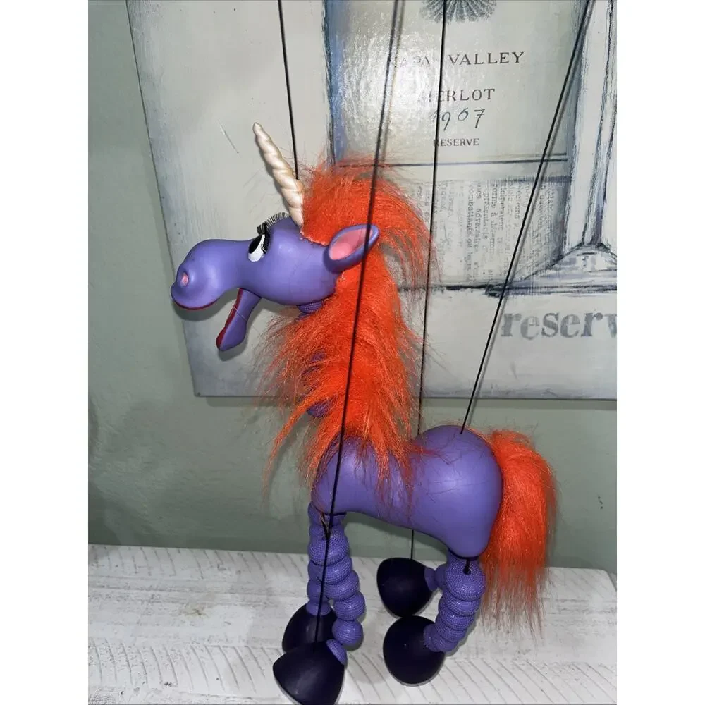 Bozart Delilah the Unicorn Marionette Puppet 1998 Purple Orange Mane